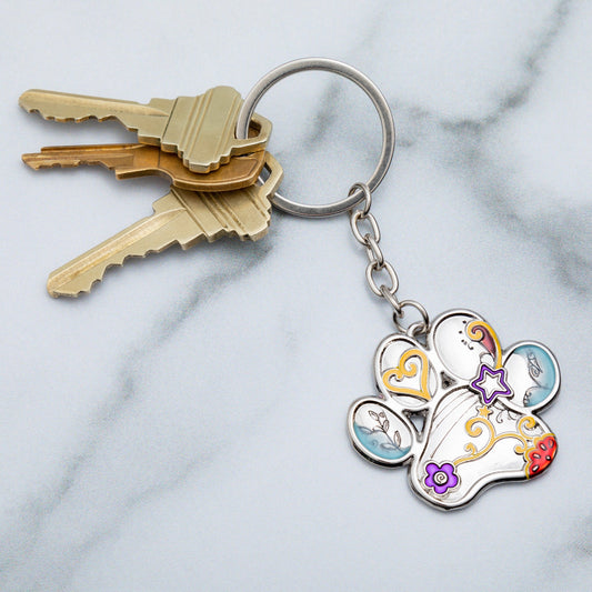 Swirl Paw Print Keychain